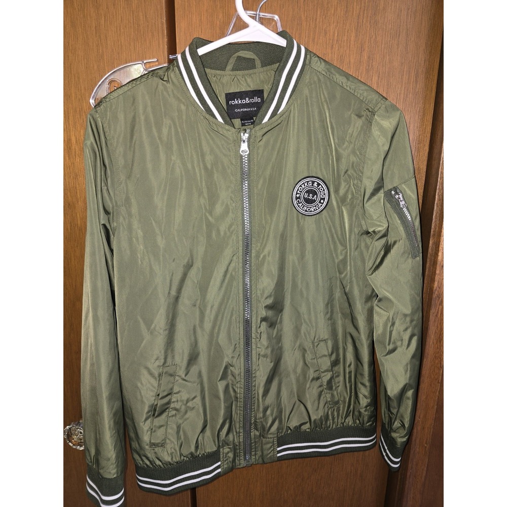 Rokka‎ & Rolla girls Green and Gold Varsity Jacket size Xl 14-16